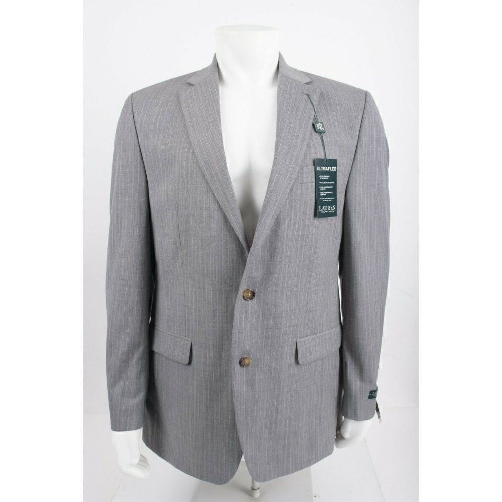 Lauren Ralph Lauren Mens Suit Jacket Blazer Sport Coat Sz 42L Gray Pinstripe NWT